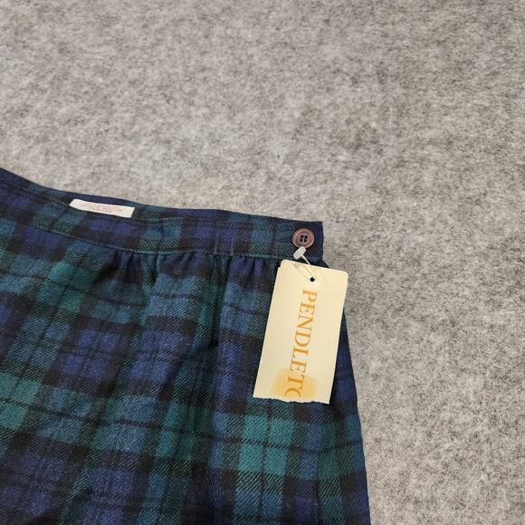 VTG Pendleton Womens 12 Pleated Midi Skirt Black Watch Tartan Plaid Virgin Wool - Picture 4 of 16